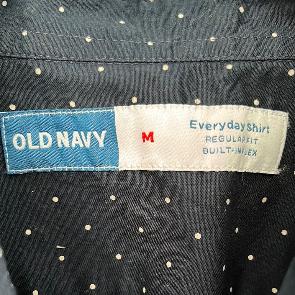 Men's Navy Polka Dot Shirt - Picture 2 of 4
